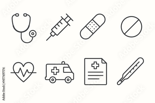 Healthcare and Medical Line Icons Set vector