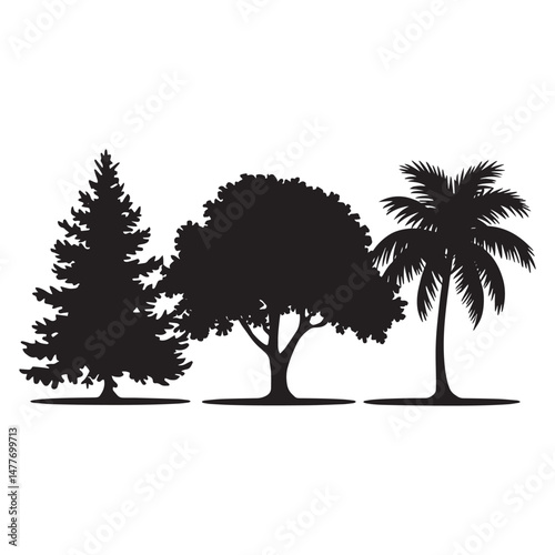 Tree set silhouette vector illustration