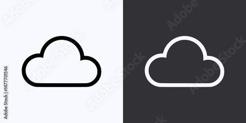 Cloud Icon – Vector Outline – Black and White Preview