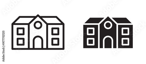 school icon in black modern and lines and solid