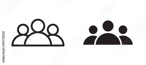 people icon in black modern and lines and solid