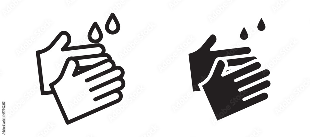 Fototapeta premium Wash hands icon in black modern and lines and solid