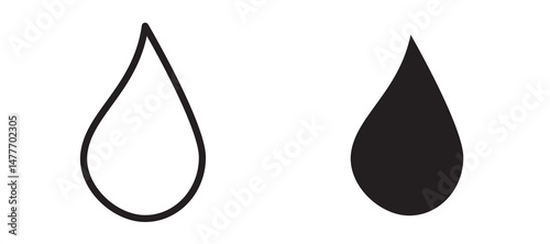 Water drop shape icon in black modern and lines and solid