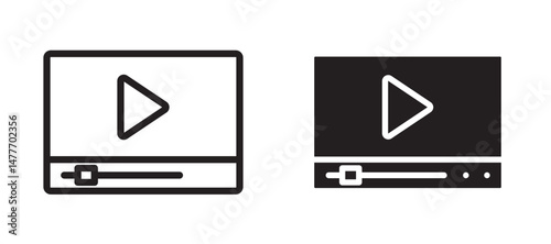 Video tutorial icon in black modern and lines and solid