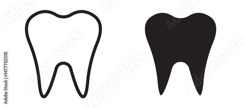 Tooth icon in black modern and lines and solid