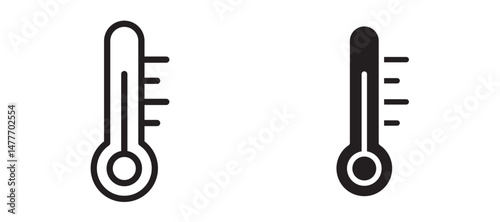 Thermometer icon in black modern and lines and solid