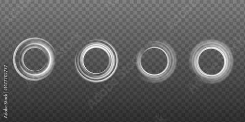 Light circle white swirl. Curved white line of light effect. Moon darkening. Vector semicircle bag effect and sparkle light effect. Podium, radial platform.