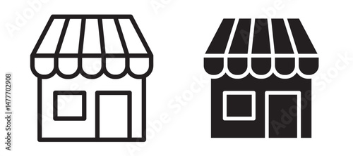 Shop icon in black modern and lines and solid