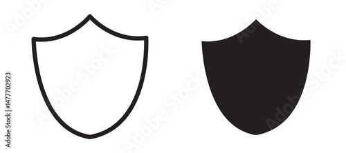 Shield icon in black modern and lines and solid
