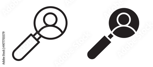 Recruitment icon in black modern and lines and solid