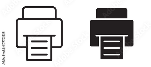 Print icon in black modern and lines and solid