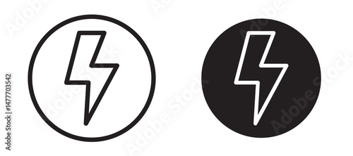 Power icon in black modern and lines and solid