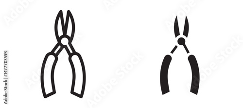 Pliers icon in black modern and lines and solid