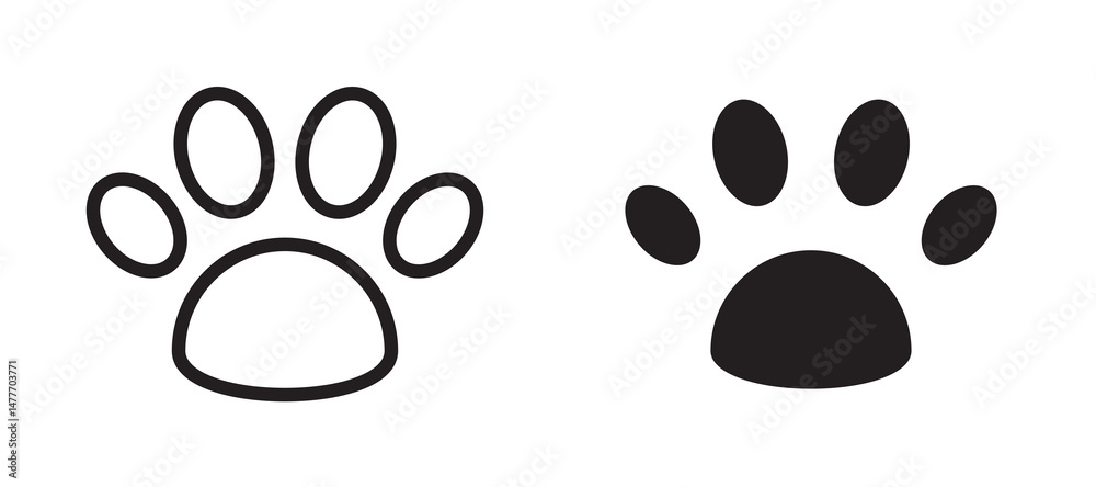 Fototapeta premium Paw icon in black modern and lines and solid