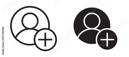 New account icon in black modern and lines and solid