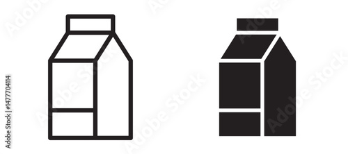 Milk carton icon in black modern and lines and solid