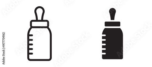 Milk bottle icon in black modern and lines and solid