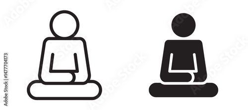 Meditation icon in black modern and lines and solid