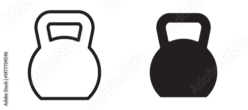 Kettlebell icon in black modern and lines and solid