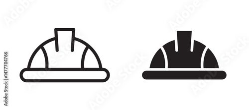 Helmet icon in black modern and lines and solid