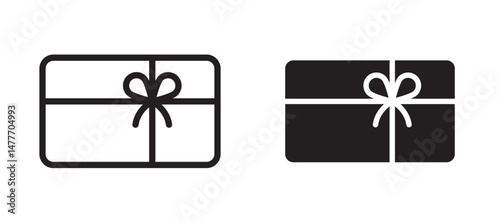 Gift card icon in black modern and lines and solid