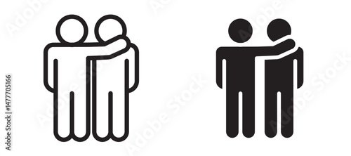 Friends icon in black modern and lines and solid