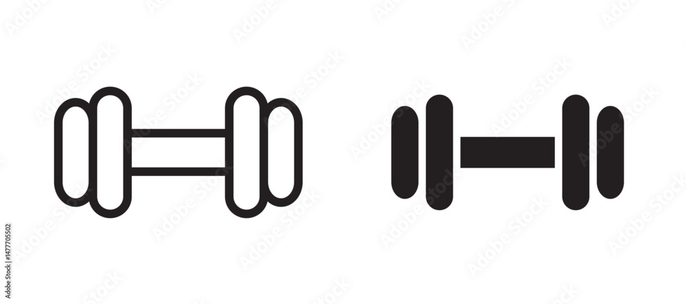 Dumbbell icon in black modern and lines and solid Dumbbell icon in black modern and lines and solid