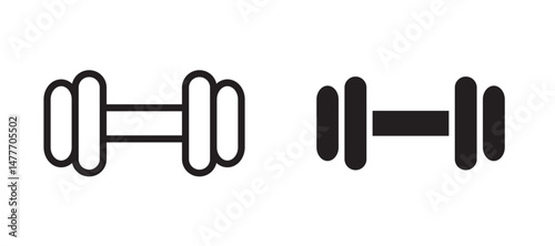 Dumbbell icon in black modern and lines and solid