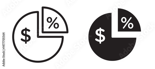 Dividend icon in black modern and lines and solid