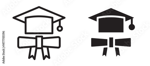 Degree icon in black modern and lines and solid