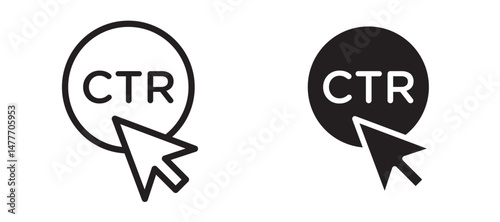 CTR icon in black modern and lines and solid