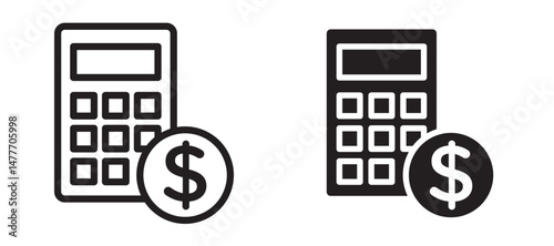 Budget icon in black modern and lines and solid