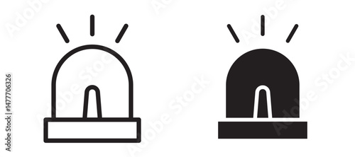 Ambulance siren icon in black modern and lines and solid