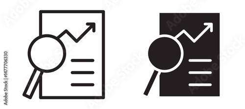 Analytics report icon in black modern and lines and solid