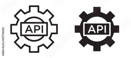 API icon in black modern and lines and solid