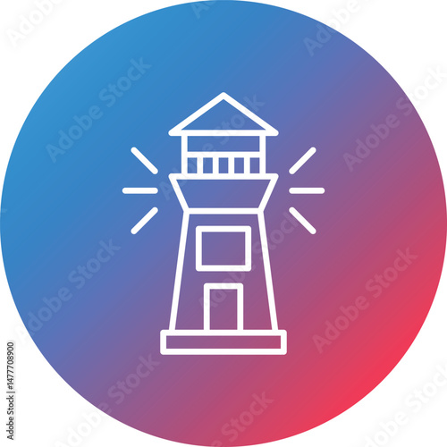 Lighthouse Line Gradient Circle Background Icon