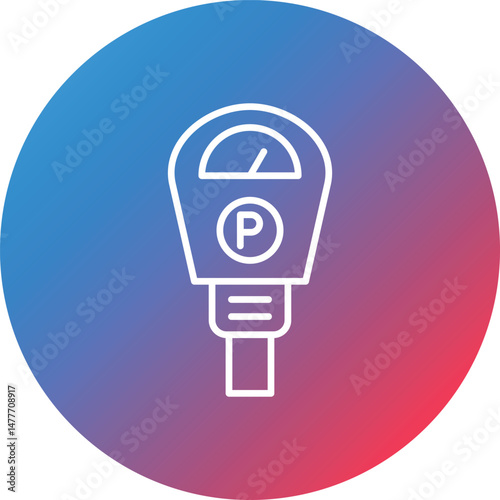 Parking Meter Line Gradient Circle Background Icon
