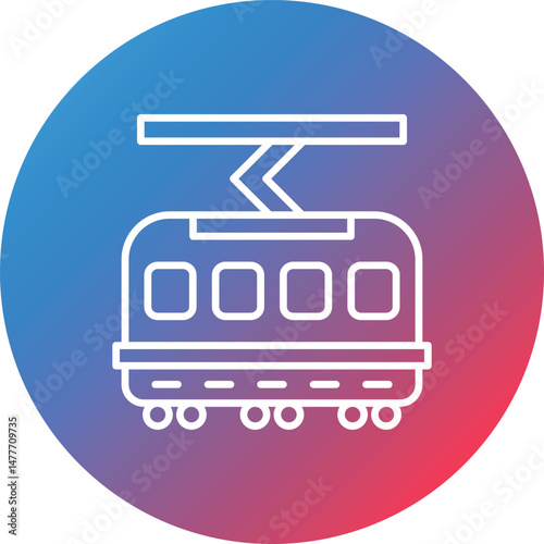 Tram Line Gradient Circle Background Icon