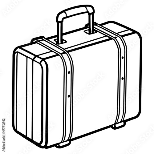 Black Suitcase Silhouette Vector on White Background