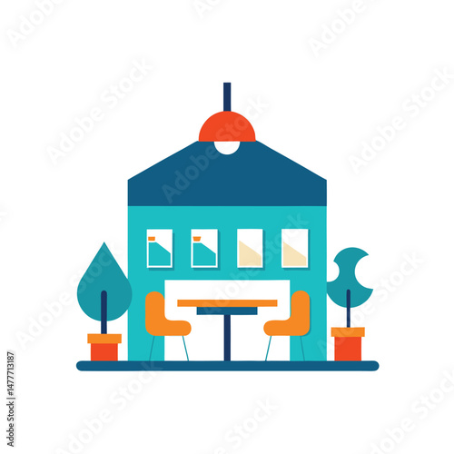 Working at home vector art illustration