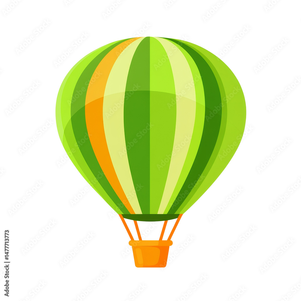 Naklejka premium Whimsical airship escapade with verdant and saffron hues, aloft in transparent serenity