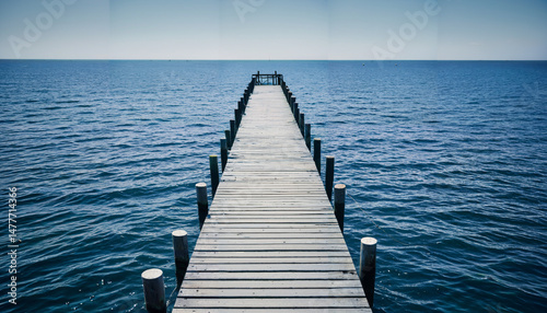 Le quai en bois se prolongeant dans la mer