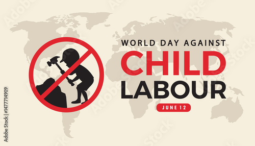 world day against child labour vector flat design