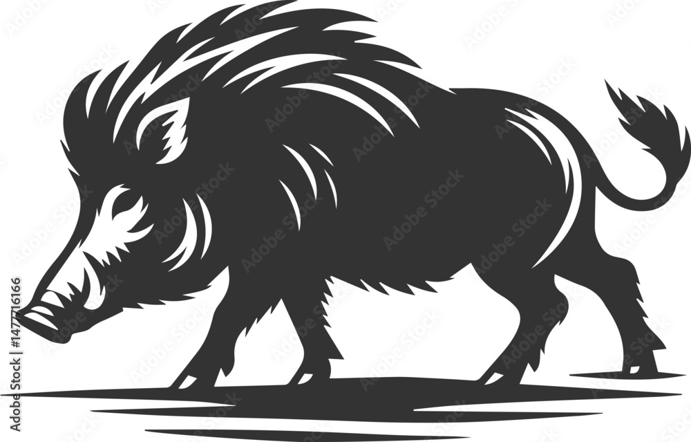Fototapeta premium Animal silhouette of a wild boar vector