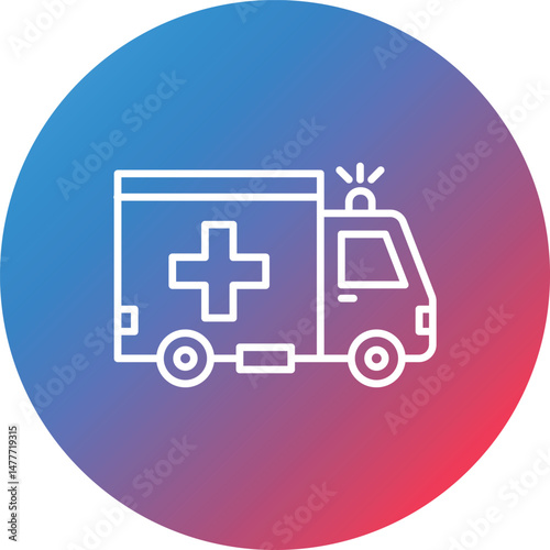 Ambulance Line Gradient Circle Background Icon