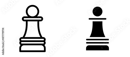 Chess pawn icon in black modern and lines and solid