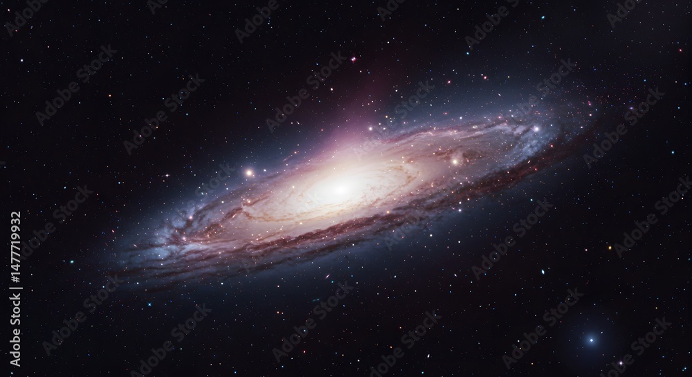 Fototapeta premium Vibrant Spiral Galaxy with Swirling Arms and Bright Center
