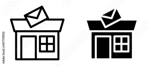Post office icon in black modern and lines and solid