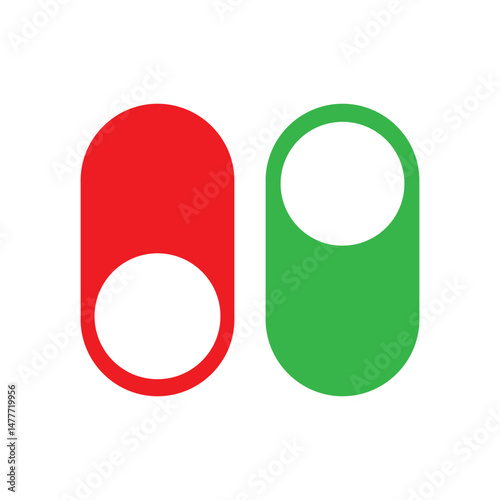 Set of Toggle switch button icon. Setting toggle icons design. Material design switch buttons, eps10