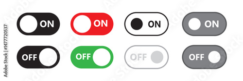 ON and OFF slider switch silhouette icon set. Vector. eps10